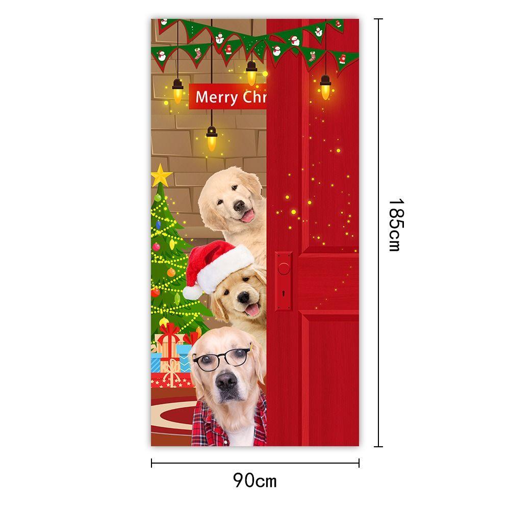 90x185cm Christmas Hanging Cloth Background Christmas Door Cover  Indoor and Outdoor