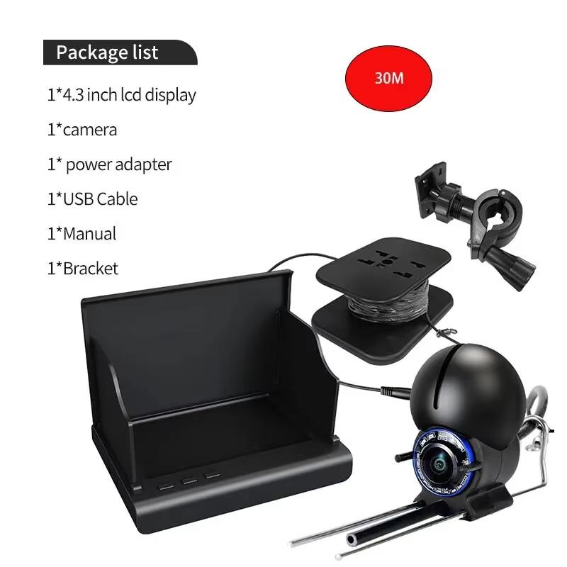 Подводная рыболовная камера 1080P HD 4,3-дюймовый портативный ЖК-дисплей Эхолот для подледной рыбалки для лодки, каяка, морской рыбалки с аккумулятором 5000 мАч