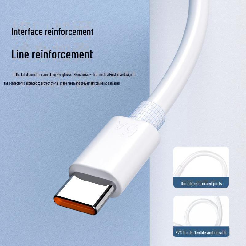 6A Type-C Data Cable for Huawei Mate50pro/40pro & Nova9, Super Fast Charging, Mobile Phone Charger.