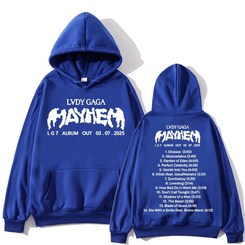 2026 Lady Gaga Mayhem New Album Harajuku Hoodie Fashion Men Women Pop Music Vintage Long Sleeve Loose Fleece Oversized Sweatshirt Top