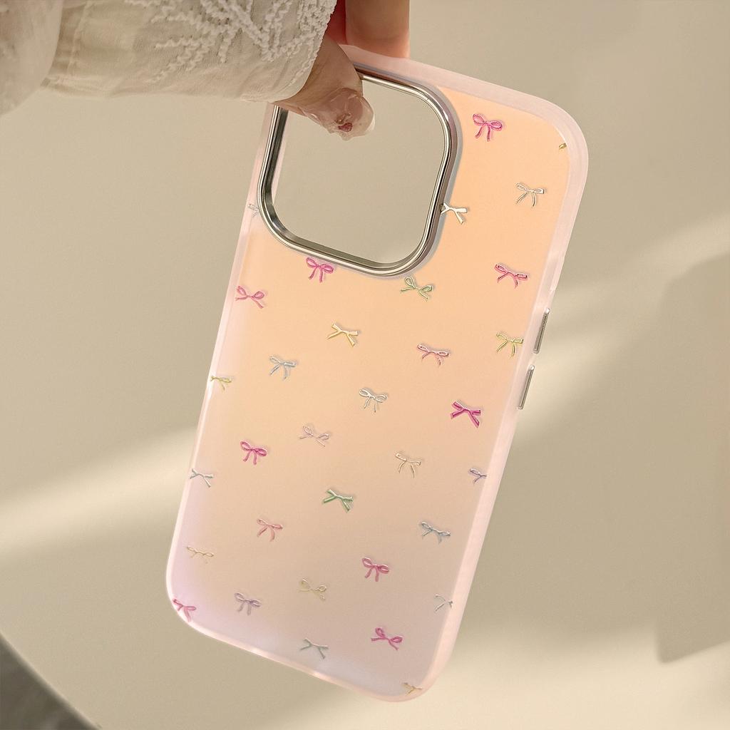 Gilded Sweet Bow Suitable for Iphone16Promax Mobile Phone Case 15 Laser 13 Anti Fall 14 Korean 11 Hard