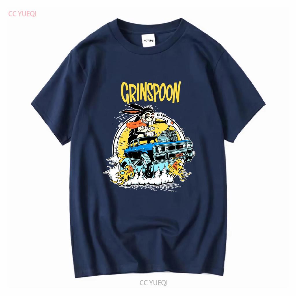 Grinspoon T Shirt Medium long sleeves vintage Washed Soft Comfortable homme graphic fashion Top For Everyday Wear Slightly