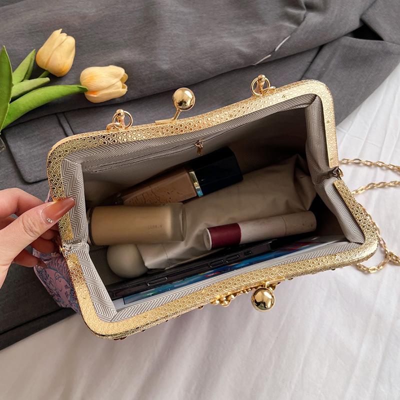 Винтажный женский свадебный клатч с цветочным замком, зажим в форме ракушки, сумки на плечо с цепочкой и бахромой, фиолетовые, синие сумки через плечо, сумки и кошельки