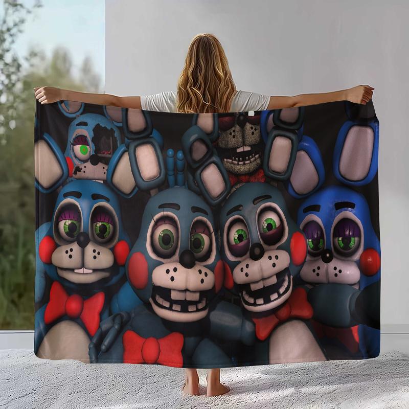 Плед Фланелевый Ужасы Фредди F-FNAF Игры, Ультра Мягкий Теплый Плюшевый Плед для Дома Спальни Кровати Дивана, Офиса, Кемпинга, Пикника