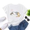 Summer Women's Sleeping Cat Print Cotton Loose Round Neck Short Sleeved T-Shirts Women’s