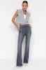 Women's Jeans Fashion New Season Gray High Waist Flare Jeans