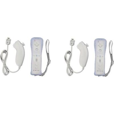 2 белых контроллера Wii Motion + 2 белых нунчака