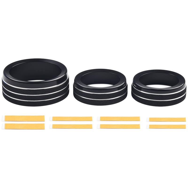 Aluminum Volume Knob Ring Set for Jeep For Grand For Cherokee 2014 3 Piece Practical Knob Cover for Easy Application