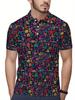 Men's Short Sleeve Polo Shirt with Flat Digital Print Pattern - No Texture