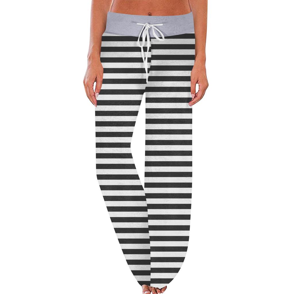 Женские модные повседневные удобные пижамные брюки с принтом и широкими штанинами на шнурке