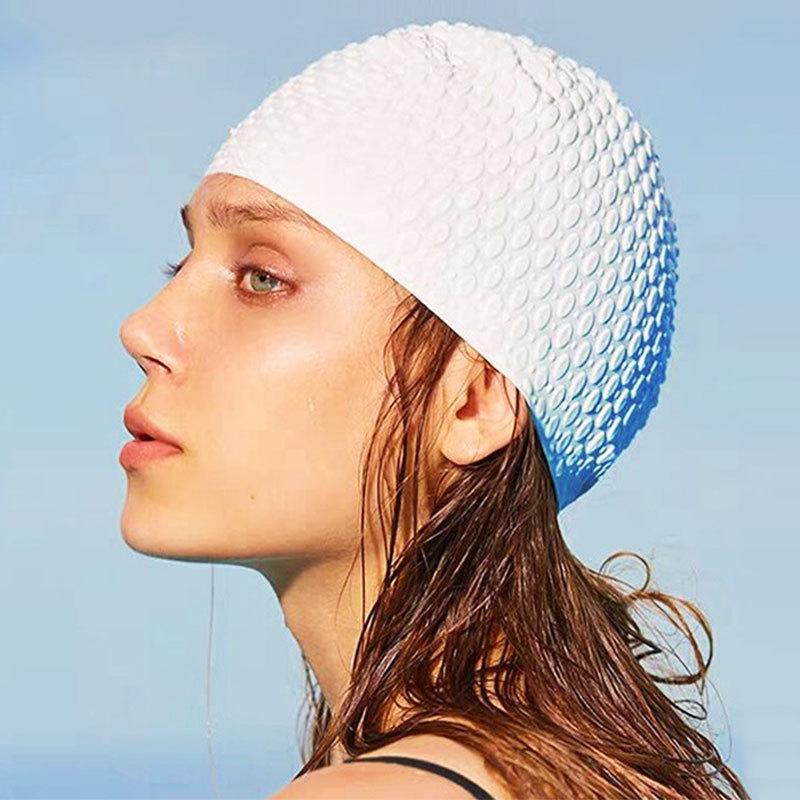 Unisex Solid Silicone Swimming Cap Water Drop Waterproof Hair Protection Adult Fashion Swim Hat for Men Women 4