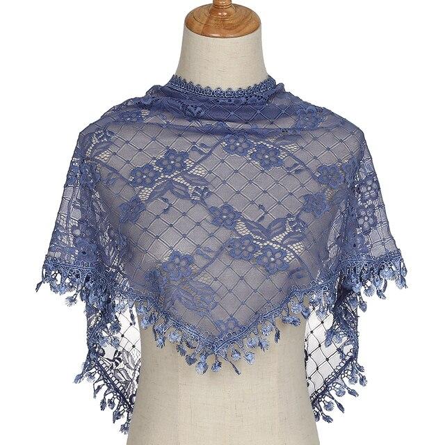 White Black Flower Women Scarf Spanish Mantilla Lace Catholic Veil For Chapel Church Shawl Head Covering Scarf Bandana Headband EMA