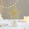 LED Star Christmas Tree Topper Glitter Gold Metal Star Light Ornament Battery Powered