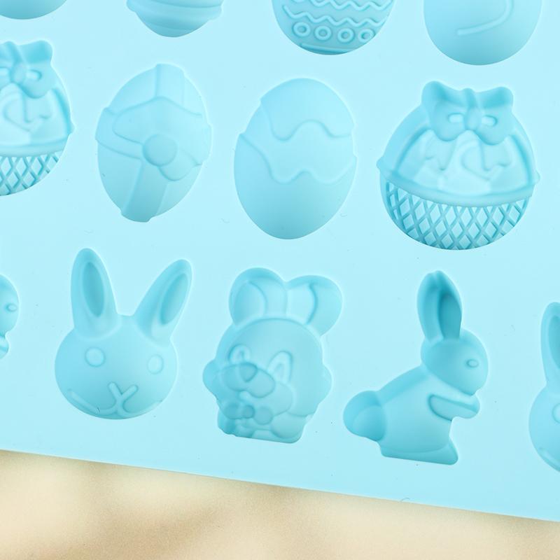 Easter Handmade Soap Mold Silicone Mold Easter Rabbit Bunny Colored Egg Mould For Diy Baking Jelly Pudding Chocolate Cake Tool