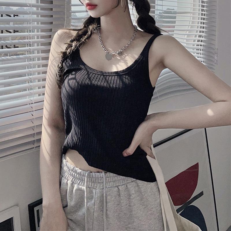 Летний новый жилет на подтяжках из хлопка, приятный для кожи, для женщин, облегающая и сексуальная базовая рубашка с открытой спиной