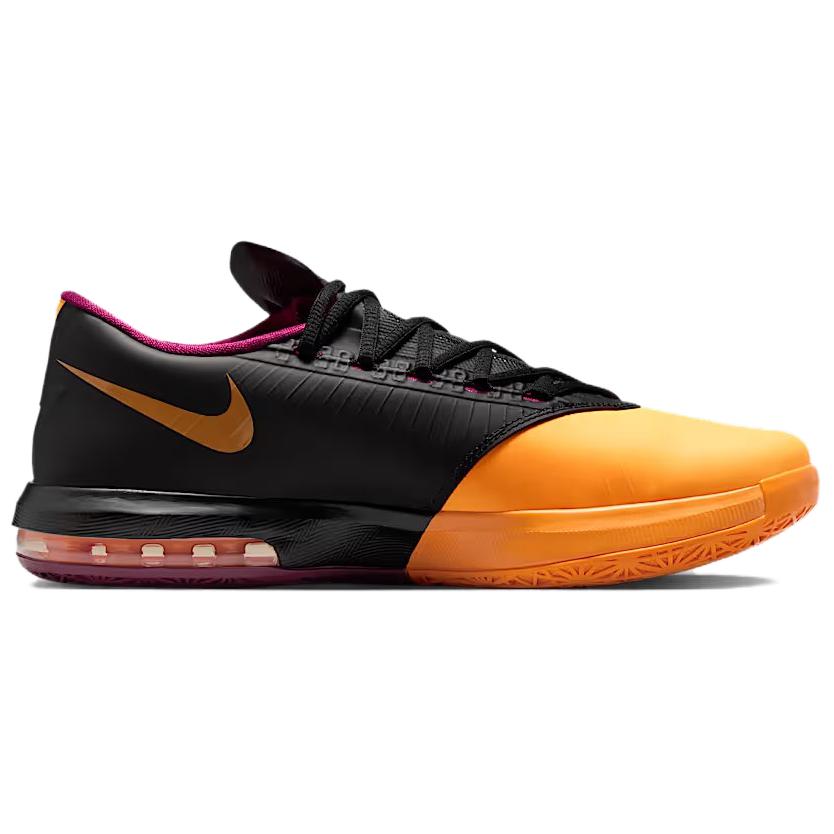 Nike KD 6 Нескользящие износостойкие низкие баскетбольные кроссовки унисекс желто-черные IB6903-800