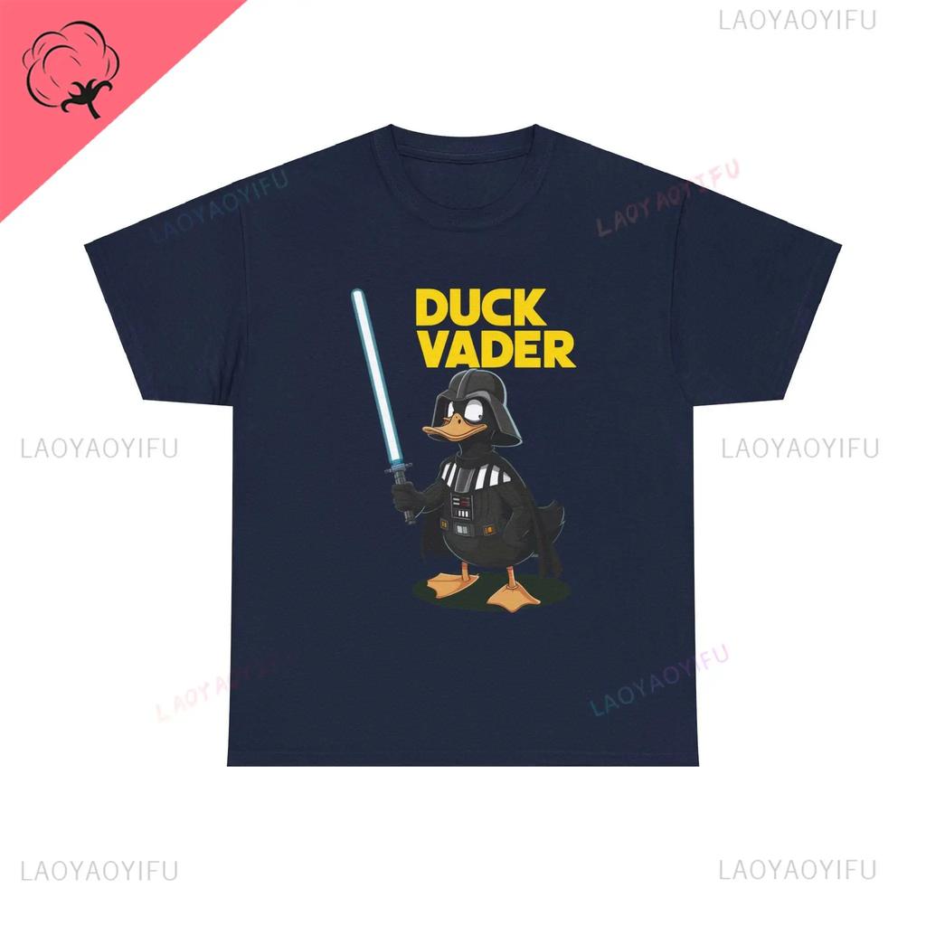 Vintage Ropa Hombre Duck Vader Funny T-Shirt Duck Darth Vader Parody High Quality Cotton Summer Hip-hop Men Streetwear Cotton