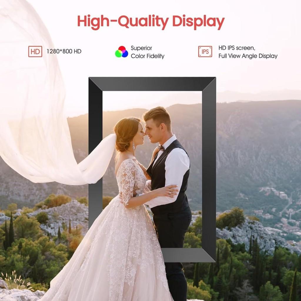 10,1-дюймовый сенсорный экран IPS Cloud Picture Frame WiFi Цифровая фоторамка Сенсорный видеоплеер Пульт дистанционного управления Электронный альбом