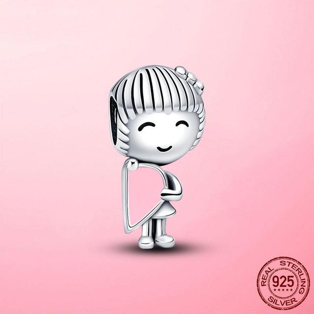 Valentine Gift 925 Sterling Silver Little Boy Girl Couple Charm Beads Fit Fashion Charms Bracelet Original 925 Silver Jewelry