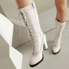Women's High-heeled Boots Autumn and Winter New Waterproof Table Thick-heeled Large-size Medium Boots