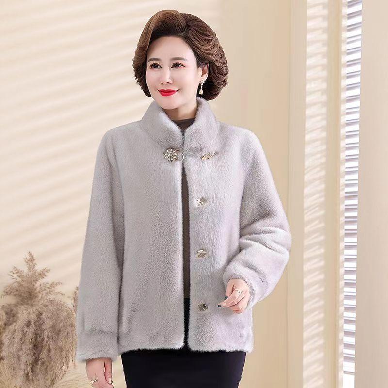 Новая осенне-зимняя шуба из норки с мехом и мехом в одной короткой шубе из норки для мам среднего и пожилого возраста