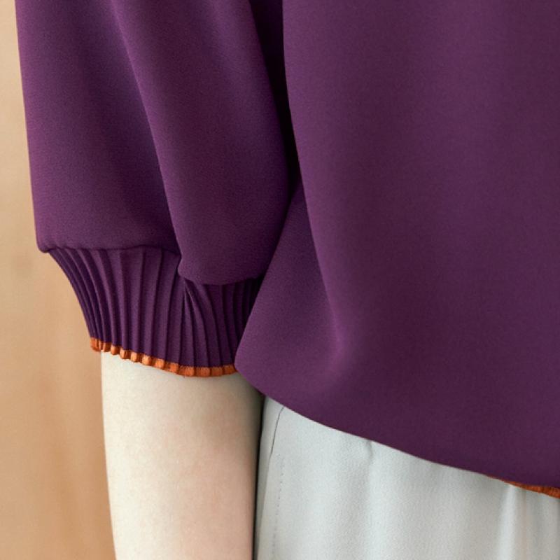 Maxza Pleats Round Neck 3 4 Sleeve Blouse Zb08qb600on