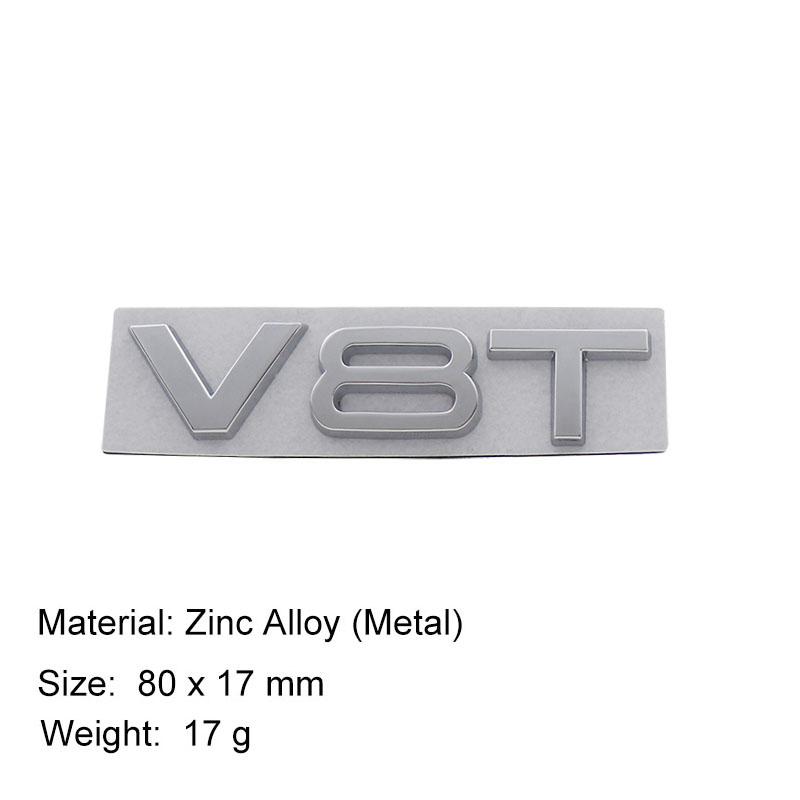 3D V8T V6T V6 V8 T for A1 A3 A5 A6 A4 A7 Q3 Q5 Q7 Car Hood Fender Trunk Rear Bonnet Nameplate Decal Emblem Badge Sticker