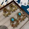 Wran Средневековые Винтажные Серьги-Гвоздики из Натурального Камня Тигровый Глаз Женские, Ретро Дворцовый Стиль Легкая Роскошь Универсальные Серьги