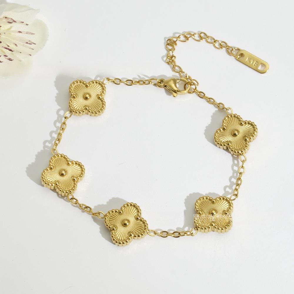 Браслет женский из 18-каратного золота «Четырехлистный клевер» Модный и трендовый браслет «Счастливый четырехлистный клевер»