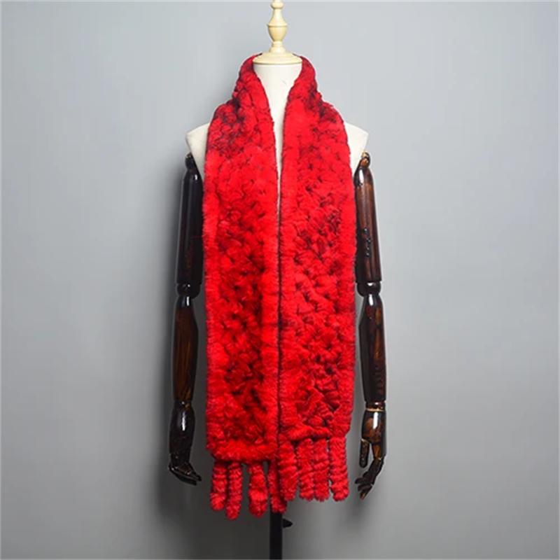 Новый женский шарф из шерсти кролика рекс, длинный шарф из натурального меха, зимний теплый уличный модный шарф из натурального меха