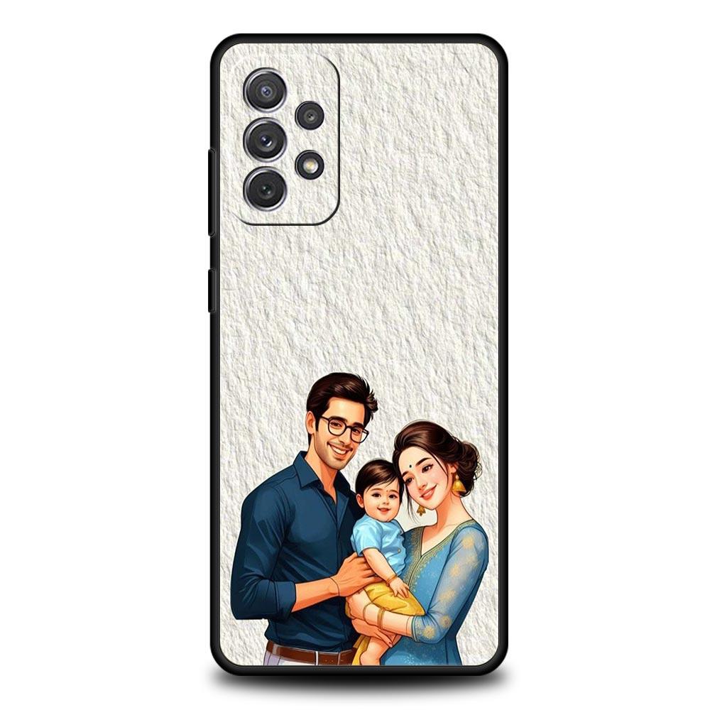Чехол для телефона для семьи из трех человек для Samsung Galaxy A55 A35 A15 A14 A13 A25 A54 A51 A71 A72 A73 A32 A52 A41 5G Мягкий ТПУ чехол Fundas