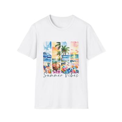 Футболка 'Летние vibes' - Унисекс, Комфорт, Одежда для пляжного дня, Одежда для отпуска, Подарок