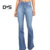 Джинсы-клеш для женщин с высокой талией, расклешенные джинсы, эластичные брюки-клеш из денима, повседневные расклешенные брюки из денима с широкими штанинами