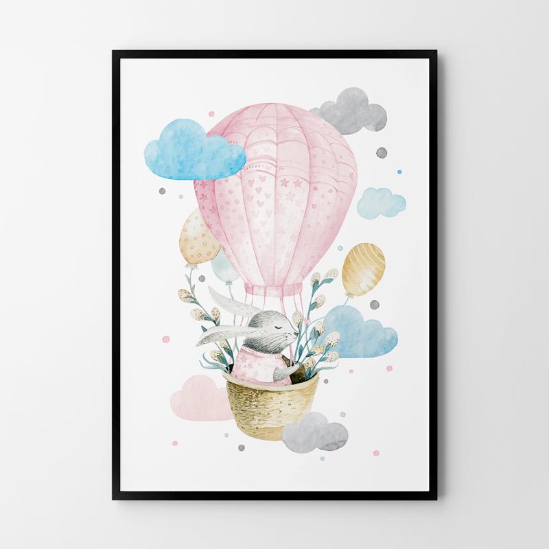 Плакат для детей зайчик из воздушных шаров