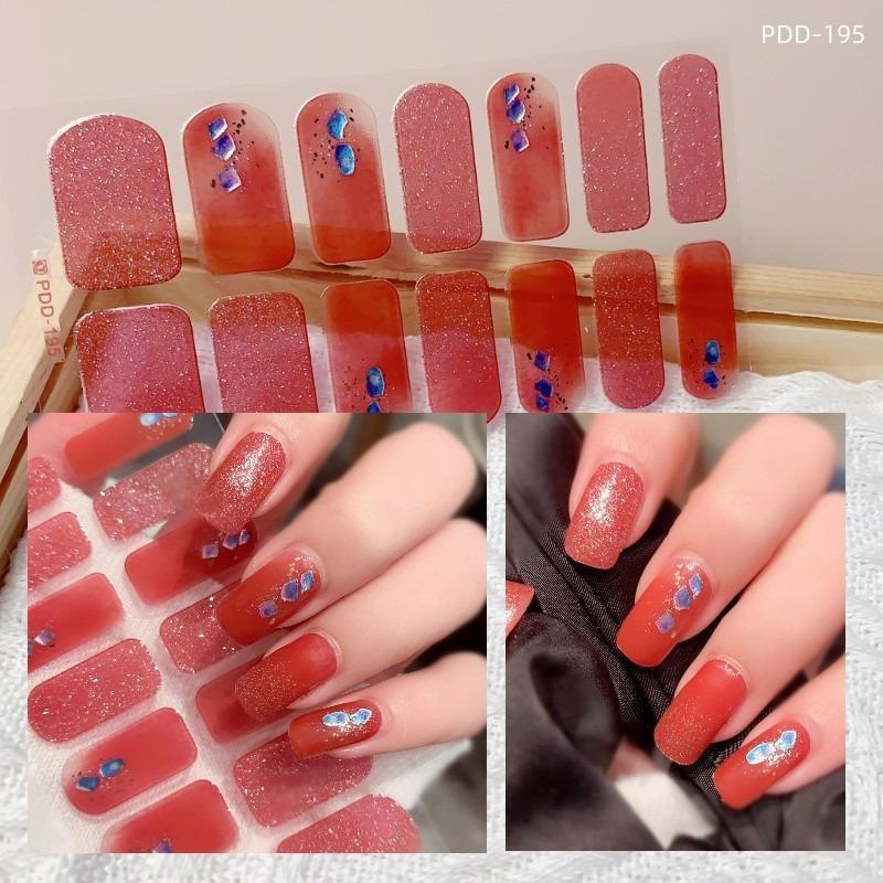60 стилей DIY полуотвержденные гелевые наклейки для ногтей долговечные однотонные свежие цветы весной полоски для ногтей патч-слайдер наклейка с полным покрытием