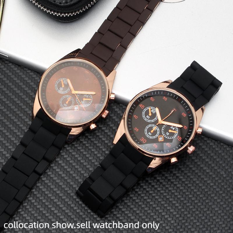 20мм 23мм ремешок для часов Для Armani AR5906 AR5905 AR5890 AR5889 5858 5920 Силиконовый + ремешок из нержавеющей стали мужской женский Резиновый браслет