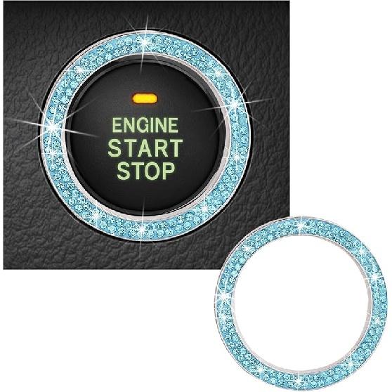Блестящий кристалл с двойными стразами, декоративное кольцо для запуска двигателя автомобиля, сверкающая наклейка на кнопку запуска, ключ зажигания и; Ручка Кольцо Украшение, Bling