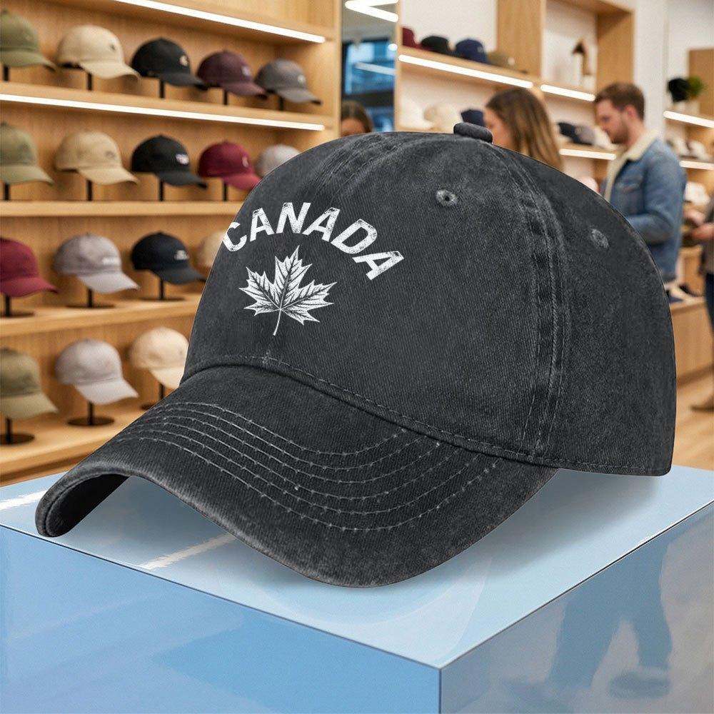 Canadian Maple Leaf Washed Baseball Cap Lightweight Duckbill Hat Unisex Adjustable Casual Cap Multiple Colors
