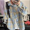 Ретро рубашка для мужчин, носящих весной и осенью, клетчатая рубашка для мужчин, носящих, рубашка для подростков