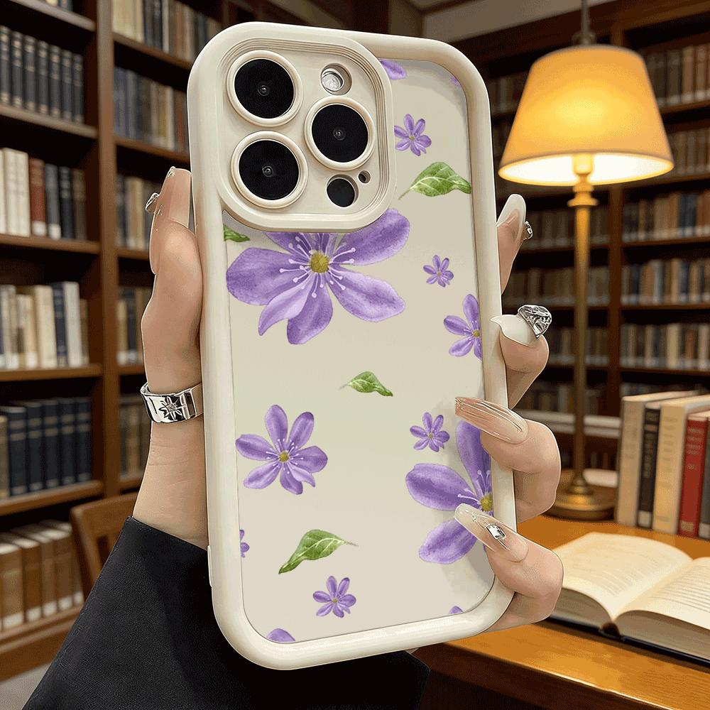 Watercolor Purple Clematis Pattern Anti-Slip TPU Phone Case For Xiaomi Redmi Note 15 14 13 12 11 10 9 Pro Full Protective Cover