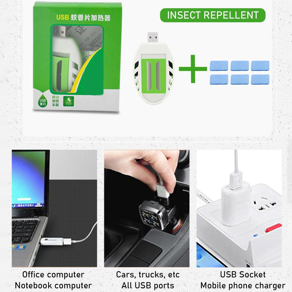 USB Питание от комаров, Можно использовать в помещении и на улице, Содержит 6 сменных блоков, Не содержит ДЭТА, Эффективно для дома, спальни, , кемпинга