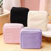 Women Portable Mini Corduroy Sanitary Napkins Storage Bag Travel Solid Color Cosmetic Toiletry Pouch with Zipper