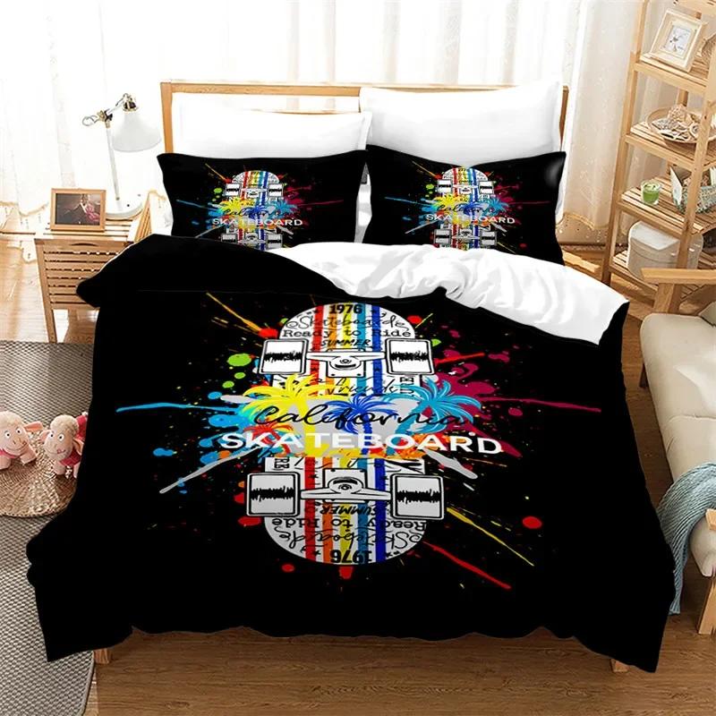 Skateboard Duvet Cover Microfiber Extreme Sports Game Bedding Set Astronaut Spaceman Skateboard Quilt Cover For Kids Teen Boys