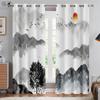 Китайский пейзаж Живопись 3D Печать Шторы Живопись тушью Горы и облака Цветение сливы Цветение персика Классические шторы