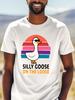 Men Cotton Tee Retro Silly Goose Graphic Short Sleeve Crew Neck Casual Street T Shirt For Funny Animal Lovers Summer Daily Tops