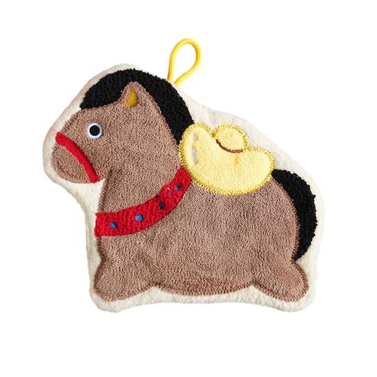 Милое полотенце для рук с лошадью Впитывающее быстросохнущее полотенце для рук с петлей для подвешивания Дизайн с счастливой лошадью Полотенце для ванной комнаты кухни Новогодний декор