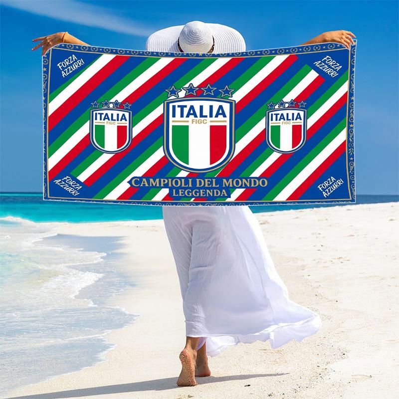 Italy National Football Print Beach Towel, Large Soft Quick Dry Towel for Beach Camping Swimming