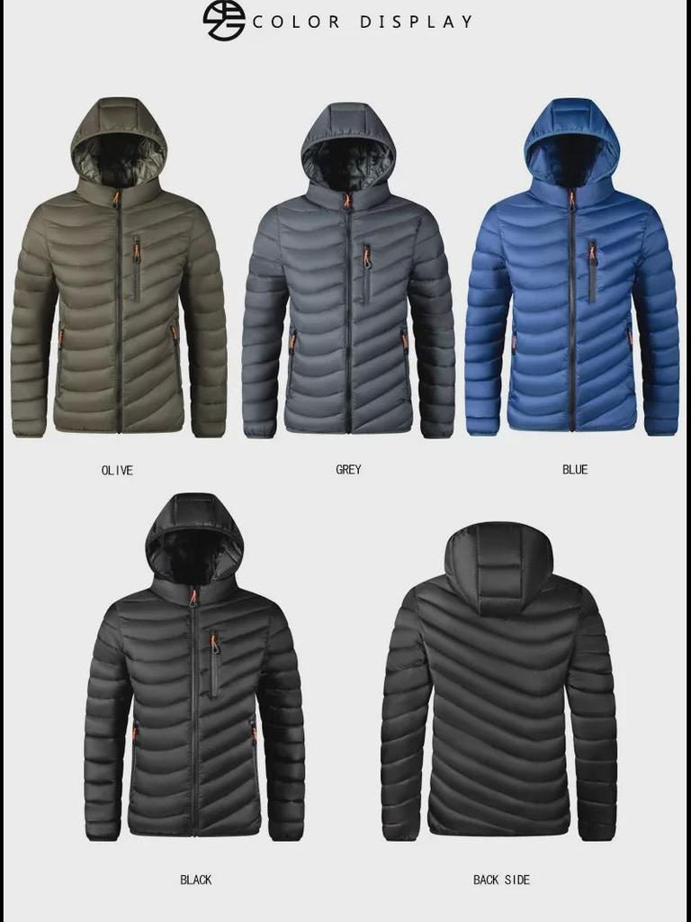 Мужская повседневная легкая хлопковая куртка со съемным капюшоном, большой размер