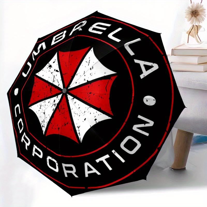 1pc Umbrella Corporation Logo Automatic Opening Folding Umbrella - Portable 3-Fold Design with Iron Frame - Outdoor, for Fans, Travelers, Daily U