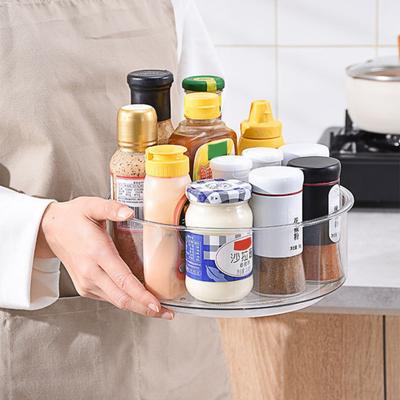Органайзер Lazy Susan для хранения специй, вращающийся на 360 градусов, большая емкость, прозрачный поворотный столик для специй